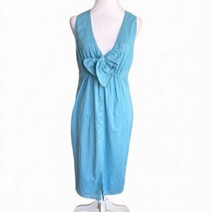 VENUS Teal Bow Front Midi Dress NWT Sz 6 100% Cotton
